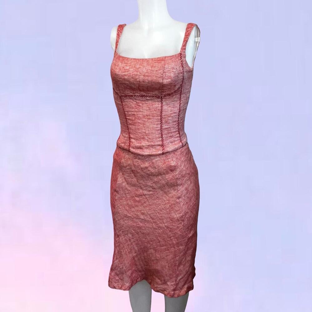 Vintage 90s y2k office siren linen cotton skirt suit set